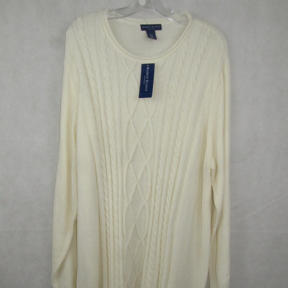 Karen Scott Sweater Size 2X Long Sleeve Ivory New - Picture 4 of 7
